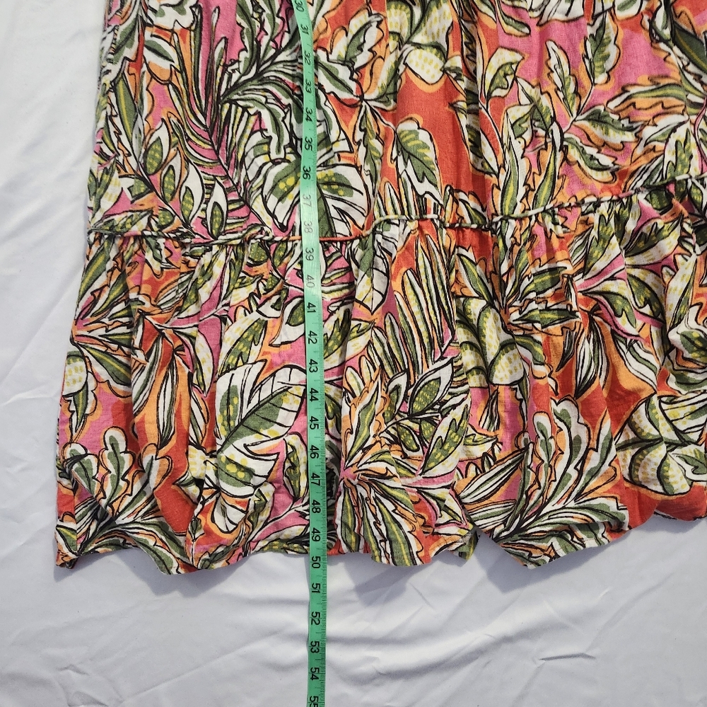 C&C California Women's Medium Tropical Print Strapless Maxi Dress Linen Blend - Picture 11 of 13